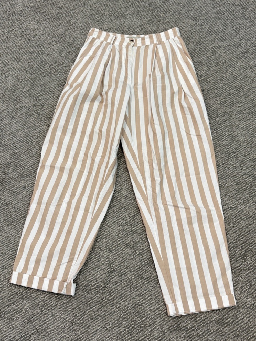 Urban Outfitters Beige and White Vertical Stripe Pants